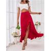 imageSweatyRocks Womens High Waisted Ruffled Asymmetric Hem Long Skirt Split High Low Maxi SkirtsRed
