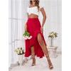 imageSweatyRocks Womens High Waisted Ruffled Asymmetric Hem Long Skirt Split High Low Maxi SkirtsRed