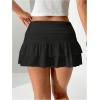 imageSweatyRocks Womens Layered Ruffle Golf Skorts Skirts Tiered Y2k Flowy Mini SkirtsBlack