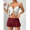 imageSweatyRocks Womens Layered Ruffle Golf Skorts Skirts Tiered Y2k Flowy Mini SkirtsBurgundy