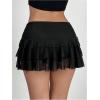 imageSweatyRocks Womens Sheer Mesh Mini Y2K Skirt Ruffle Layered Ruched Summer SkirtsBlack