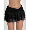 imageSweatyRocks Womens Sheer Mesh Mini Y2K Skirt Ruffle Layered Ruched Summer SkirtsBlack