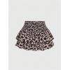 imageSweatyRocks Womens Shirred Waist Layered Ruffle Hem Leopard Print Mini SkirtsBrown