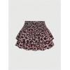 imageSweatyRocks Womens Shirred Waist Layered Ruffle Hem Leopard Print Mini SkirtsBrown and Black
