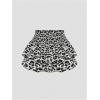 imageSweatyRocks Womens Shirred Waist Layered Ruffle Hem Leopard Print Mini SkirtsGrey