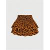 imageSweatyRocks Womens Shirred Waist Layered Ruffle Hem Leopard Print Mini SkirtsYellow