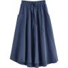imageSweatyRocks Womens Casual High Waist Pleated ALine Midi Skirt with PocketDeep Blue