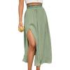 imageSweatyRocks Womens Casual High Waist Split Thigh Skirts High Waisted Solid Midi SkirtsMint Green