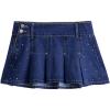 imageSweatyRocks Womens Casual Ruffle Pleated Denim Skirt Raw Hem Short A Line Jean SkirtsBlue