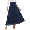 imageSweatyRocks Womens Chiffon High Waisted Flowy Long Skirts Casual Solid A line Maxi SkirtNavy Blue