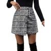 imageSweatyRocks Womens Elegant High Waist Aline Plaid Tweed Mini SkirtGrey Color