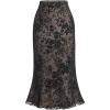 imageSweatyRocks Womens Floral Print Midi Skirt Lettuce Trim Skinny Mesh Fishtail SkirtsBlack
