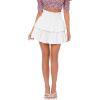 imageSweatyRocks Womens High Elastic Waisted Tiered Ruffle Mini Skirt Shirred Flared SkirtsWhite