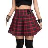 imageSweatyRocks Womens High Waist Plaid Mini Pleated Skirts Buckle Decor Punk Gothic SkirtMulticolor