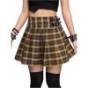imageSweatyRocks Womens High Waist Plaid Mini Pleated Skirts Buckle Decor Punk Gothic SkirtYellow