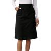 imageSweatyRocks Womens High Waist Straight Midi Skirt Split Hem Corduroy Skirts with PocketsBlack