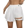imageSweatyRocks Womens High Waisted Asymmetrical Hem Buckled Detail Pleated A Line Mini SkirtWhite