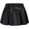 imageSweatyRocks Womens PU Leather A Line Mini Skirt Flared Hem Pleated Skirts with ShortsBlack