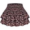 imageSweatyRocks Womens Shirred Waist Layered Ruffle Hem Leopard Print Mini SkirtsBrown and Black