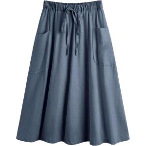 imageSweatyRocks Womens Casual High Waist Pleated ALine Midi Skirt with PocketDusty Blue