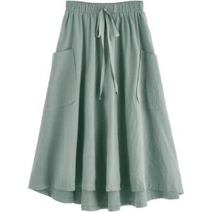 imageSweatyRocks Womens Casual High Waist Pleated ALine Midi Skirt with PocketGreen