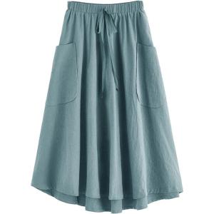 imageSweatyRocks Womens Casual High Waist Pleated ALine Midi Skirt with PocketLake Green