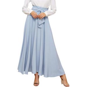 imageSweatyRocks Womens Elegant High Waist Skirt Tie Front Pleated Maxi SkirtsBlue