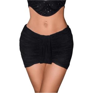 imageSweatyRocks Womens Ruched Bodycon Mini Skirt Elastic Low Waisted Club SkirtsBlack