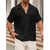 imageSweatyRocks Mens Big and Tall Button Down Collar Neck Short Sleeve Summer Casual Shirts TopsBlack
