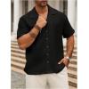 imageSweatyRocks Mens Big and Tall Button Down Collar Neck Short Sleeve Summer Casual Shirts TopsBlack