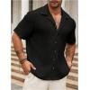 imageSweatyRocks Mens Big and Tall Button Down Collar Neck Short Sleeve Summer Casual Shirts TopsBlack