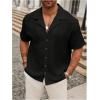 imageSweatyRocks Mens Big and Tall Button Down Collar Neck Short Sleeve Summer Casual Shirts TopsBlack
