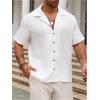 imageSweatyRocks Mens Big and Tall Button Down Collar Neck Short Sleeve Summer Casual Shirts TopsWhite