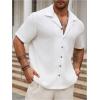 imageSweatyRocks Mens Big and Tall Button Down Collar Neck Short Sleeve Summer Casual Shirts TopsWhite