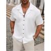 imageSweatyRocks Mens Big and Tall Button Down Collar Neck Short Sleeve Summer Casual Shirts TopsWhite