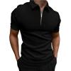 imageSweatyRocks Mens Casual Short Sleeve Collar Neck Half Zip Plain Polo ShirtBlack