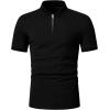 imageSweatyRocks Mens Casual Short Sleeve Collar Neck Half Zip Plain Polo ShirtBlack
