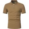 imageSweatyRocks Mens Casual Short Sleeve Collar Neck Half Zip Plain Polo ShirtKhaki