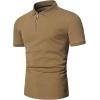 imageSweatyRocks Mens Casual Short Sleeve Collar Neck Half Zip Plain Polo ShirtKhaki