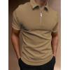 imageSweatyRocks Mens Casual Short Sleeve Collar Neck Half Zip Plain Polo ShirtKhaki
