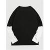 imageSweatyRocks Mens Crewneck Long Sleeve Letter Graphic T Shirts Y2k Colorblock Loose Tee TopsBlack