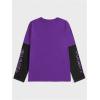 imageSweatyRocks Mens Crewneck Long Sleeve Letter Graphic T Shirts Y2k Colorblock Loose Tee TopsPurple
