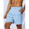 imageSweatyRocks Mens Drawstring Waist Swim Trunks Solid Bathing Suits Shorts with PocketsBlue