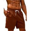 imageSweatyRocks Mens Drawstring Waist Swim Trunks Solid Bathing Suits Shorts with PocketsCoffee Brown