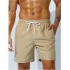 imageSweatyRocks Mens Drawstring Waist Swim Trunks Solid Bathing Suits Shorts with PocketsKhaki
