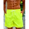 imageSweatyRocks Mens Drawstring Waist Swim Trunks Solid Bathing Suits Shorts with PocketsLime Green