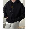 imageSweatyRocks Mens Hoodies Letter Graphic Print Long Sleeve Hooded Pullover Sweatshirts with PocketBlack