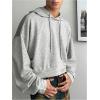 imageSweatyRocks Mens Sheer Fishnet Hoodies Long Sleeve Drop Shoulder Oversized SweatshirtsGrey