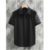imageSweatyRocks Mens Sheer Floral Lace Button Down Collared Short Sleeve ShirtsBlack