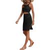 imageSweatyRocks Womens 2 Piece Sleeveless Mesh Swimwear Cover Up Crop Tank Top and Skirt Set BeachwearBlack